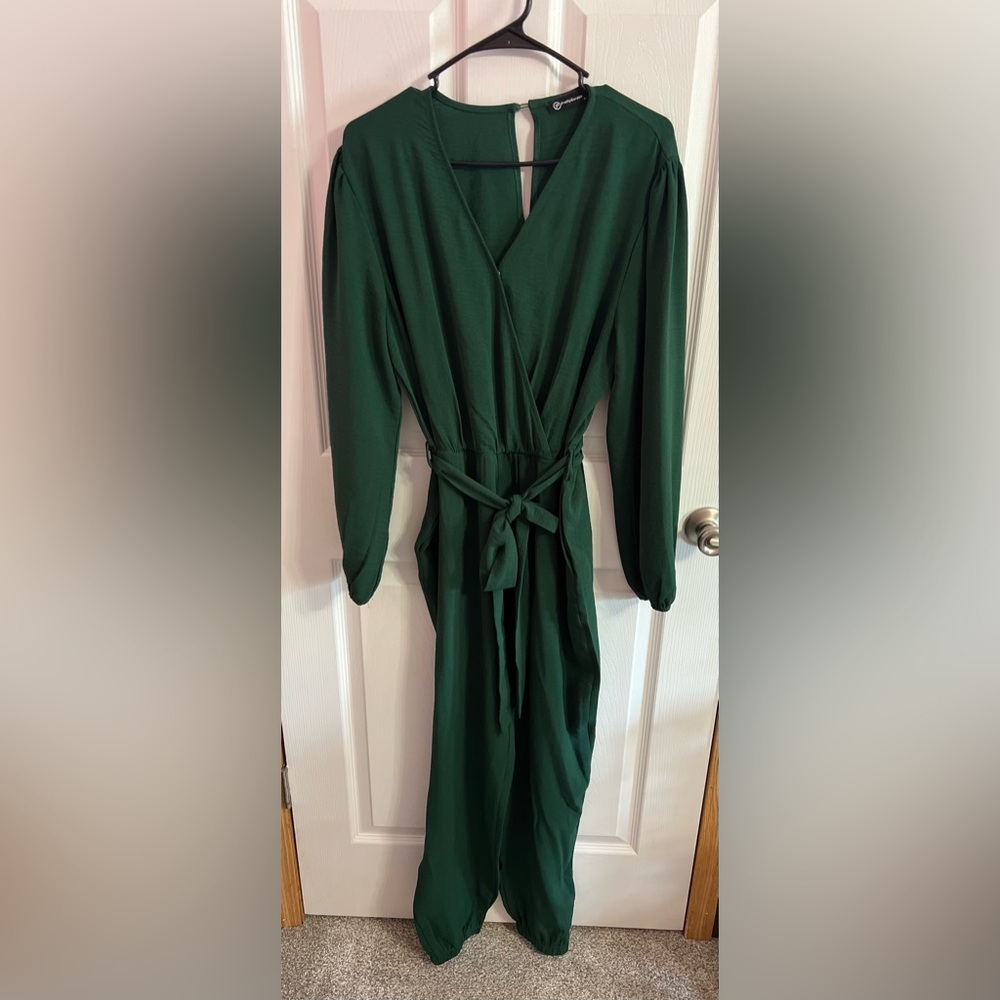 Dark Green Jumpsuit with tie waist size L
